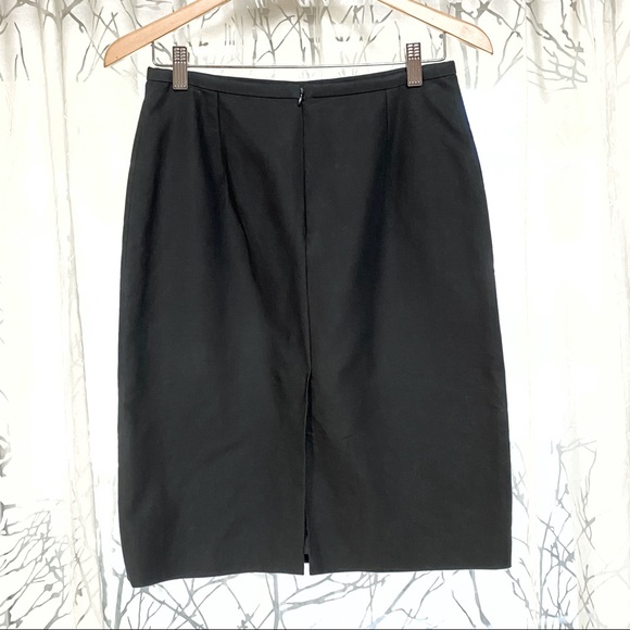Giorgio Armani Collezioni black cotton high waisted back slit midi pencil skirt - Picture 4 of 11